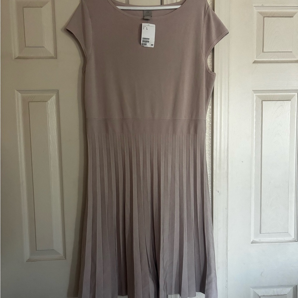 Women’s NWT H& M blush pleaded cap sleeve fit and flare dress size XL